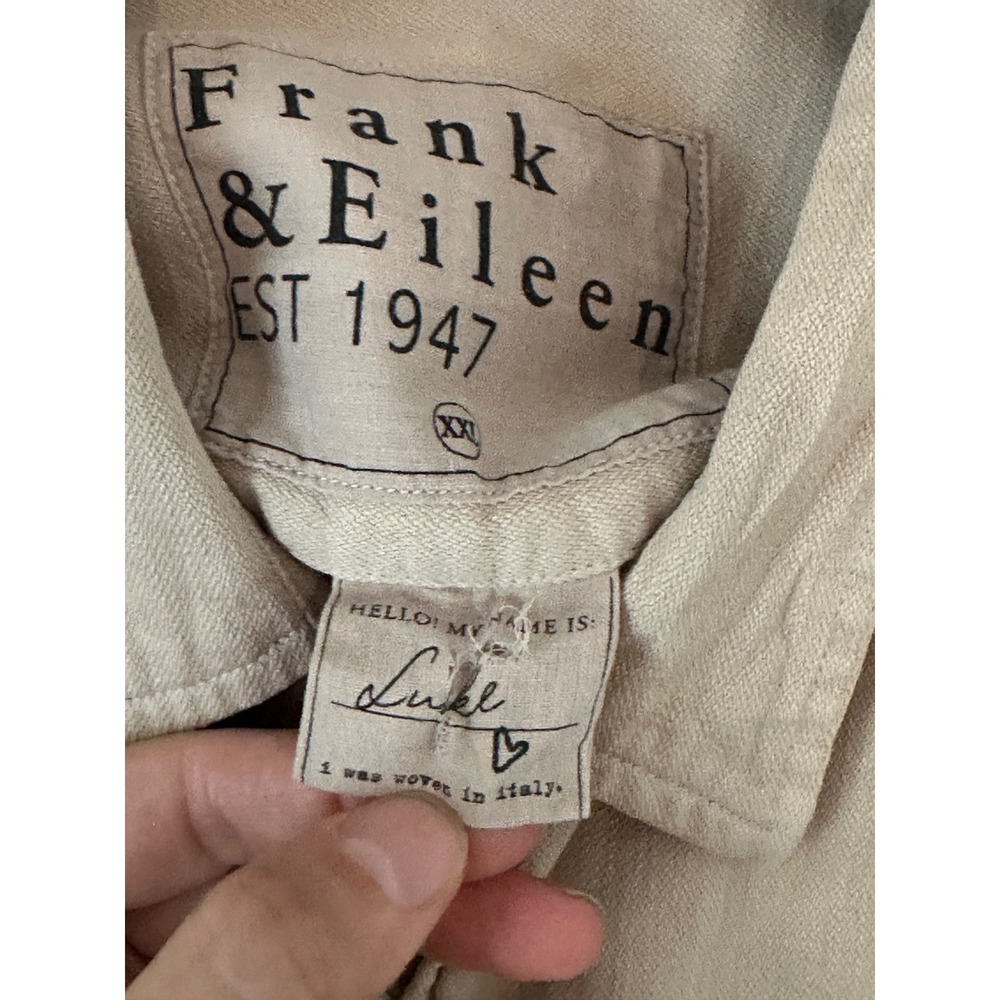 Frank & Eileen Luke Tan Cotton Button Down Shirt Mens XXL Made w/ Italy Fabric - Picture 5 of 11